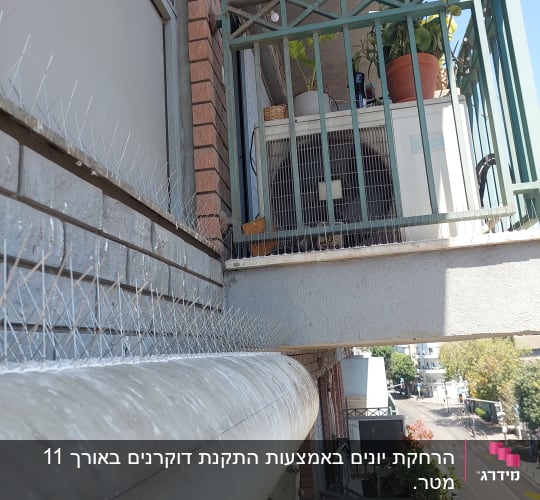 דוקרנים על מעקה מרפסת למניעת יונים